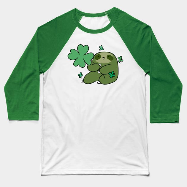 Shamrock Sloth Baseball T-Shirt by saradaboru